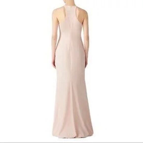 Badgley Mischka Blush Halter Odessa Zip Up Back Gown Dress Size 18 - Picture 2 of 16